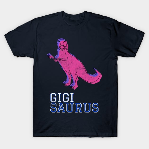 Gigi Saurus T Rex Pink Distressed Gift Idea Dinosaur Family Grandma T-Shirt by joannejgg